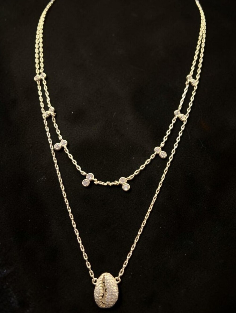14K Gold Over Sterling Silver with Cubic Zirconia Station Necklace